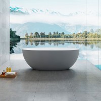 Ванна из искусственного камня Vincea VBT-6S01MG 170x75 см, отдельностоящая, серая, овальная, со сливом-переливом