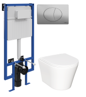 Комплект Унитаз подвесной Ceramicanova Forma CN3011 с микролифтом + Инсталляция STWORKI + Кнопка 230823 хром матовый