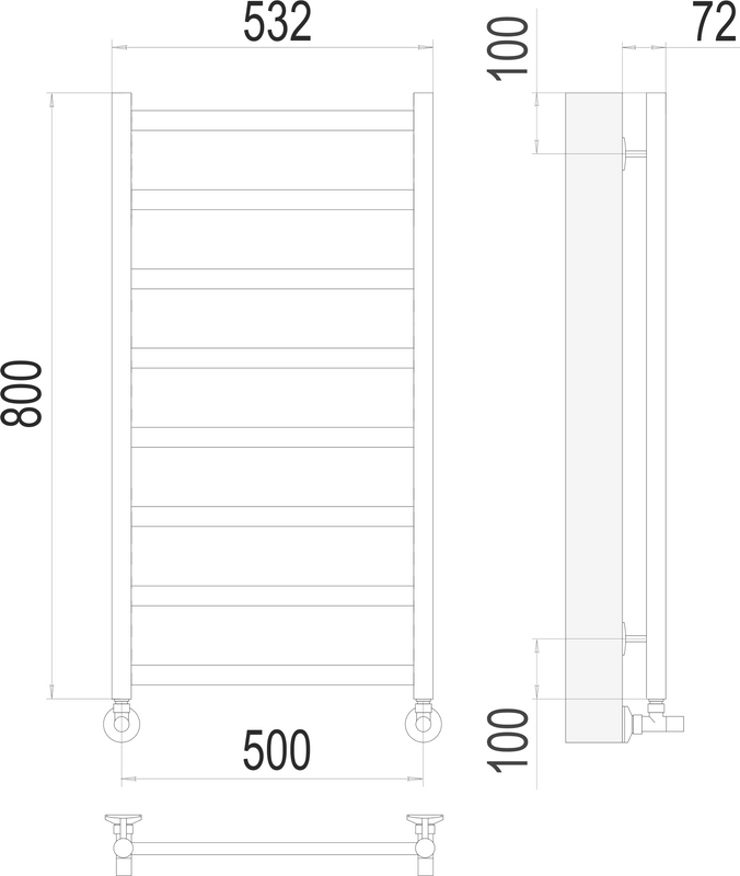 Полотенцесушитель водяной Terminus Аврора П8 500x800