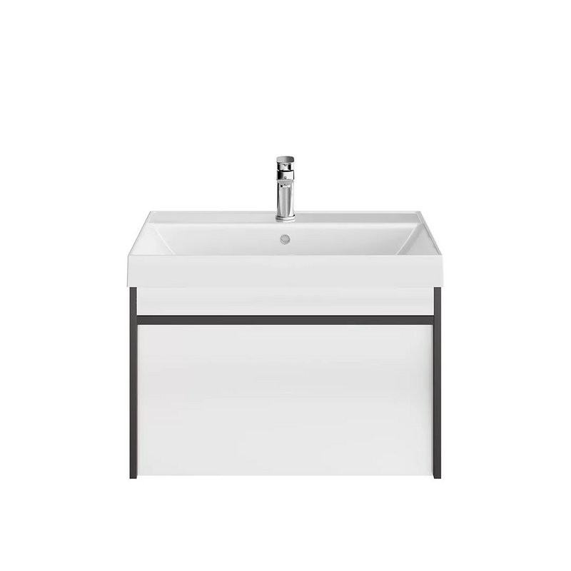 Тумба с раковиной KERAMA MARAZZI Modula 70 подвесная, арабика, белая глянцевая, раковина Cubo 70