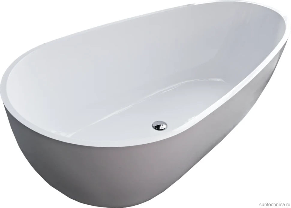 Ванна из искусственного камня Marmo Bagno Венеция 170x85 см, отдельностоящая, белая, овальная