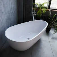 Ванна из искусственного камня Marmo Bagno Венеция 170x85 см, отдельностоящая, белая, овальная