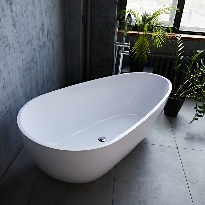 Ванна из искусственного камня Marmo Bagno Венеция 170x85 см, отдельностоящая, белая, овальная