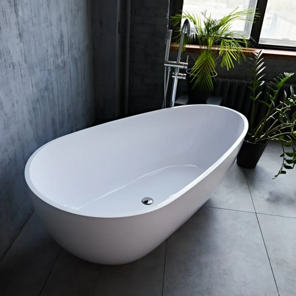 Ванна из искусственного камня Marmo Bagno Венеция 170x85 см, отдельностоящая, белая, овальная