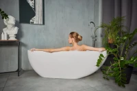 Ванна из искусственного камня Marmo Bagno Венеция 170x85 см, отдельностоящая, белая, овальная