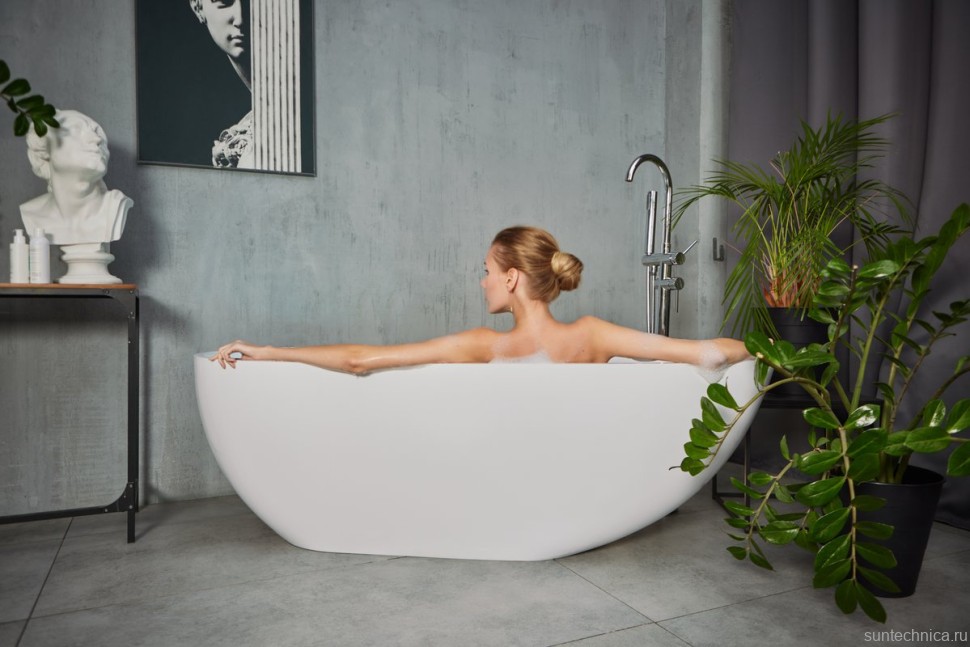 Ванна из искусственного камня Marmo Bagno Венеция 170x85 см, отдельностоящая, белая, овальная