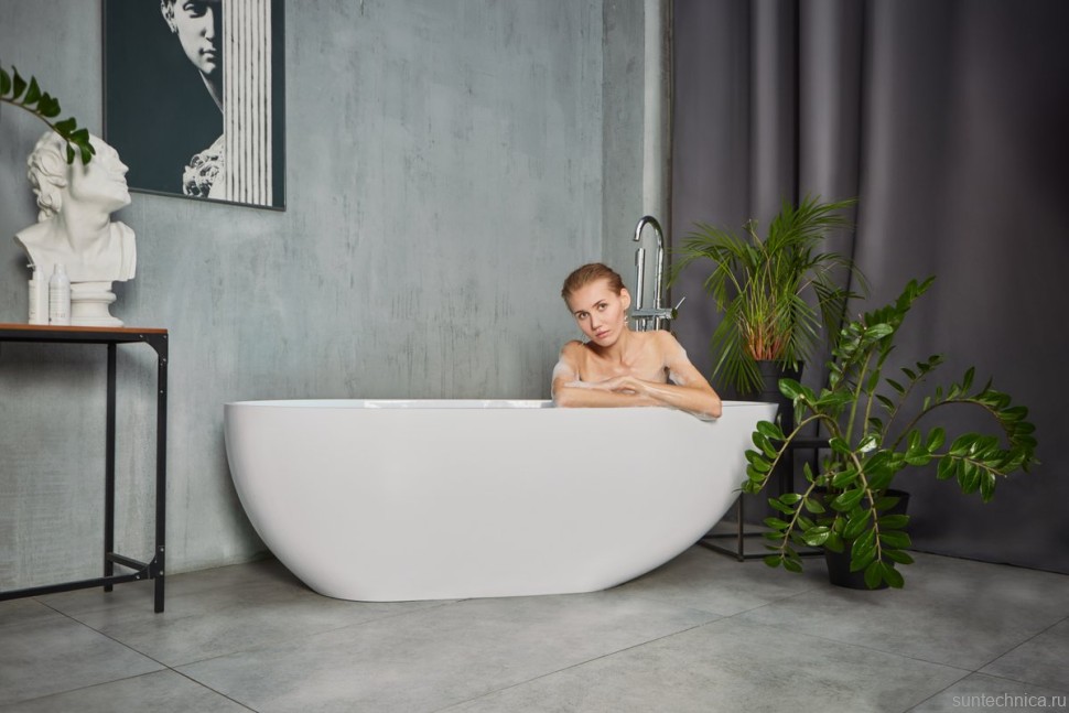Ванна из искусственного камня Marmo Bagno Венеция 170x85 см, отдельностоящая, белая, овальная