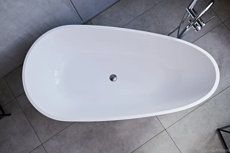 Ванна из искусственного камня Marmo Bagno Венеция 170x85 см, отдельностоящая, белая, овальная
