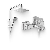 Душевой комплект Смеситель Hansgrohe Vernis Shape 71450000 хром + Стойка 26282000 Showerpipe 230 1jet Reno хром