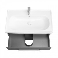 Тумба с раковиной AQUATON Ар-Деко 85 подвесная, 2 ящика, серый кобальт