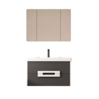 Тумба с раковиной AQUATON Ар-Деко 85 подвесная, 2 ящика, серый кобальт