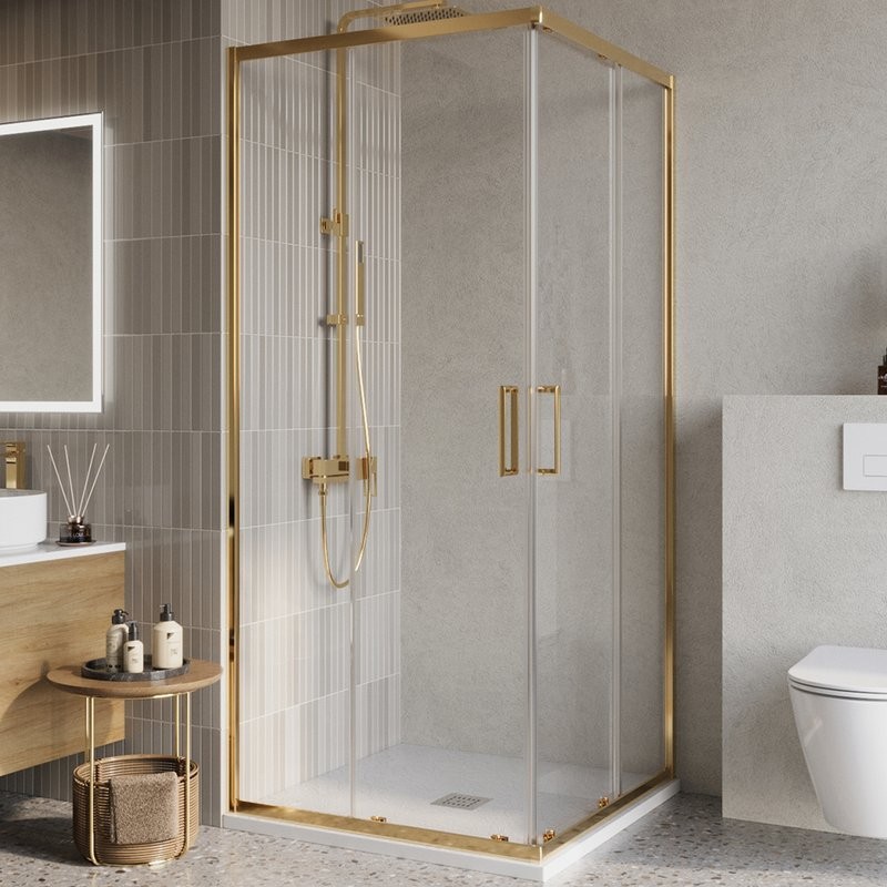 Душевой уголок BelBagno Luce A-2-90-C-ORO 90x90, профиль золото, стекло прозрачное
