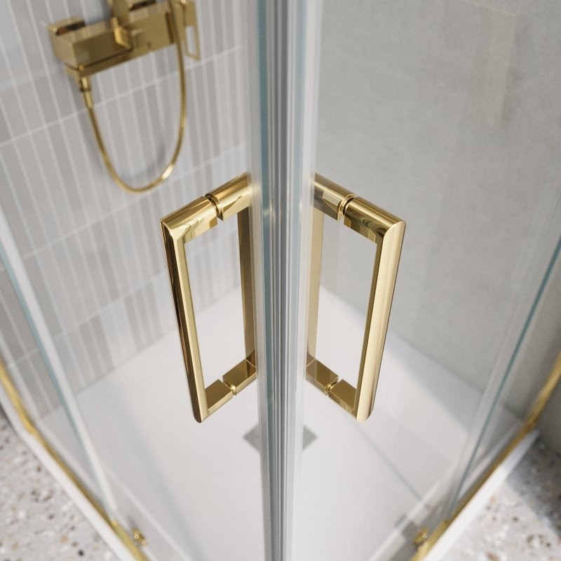 Душевой уголок BelBagno Luce A-2-90-C-ORO 90x90, профиль золото, стекло прозрачное