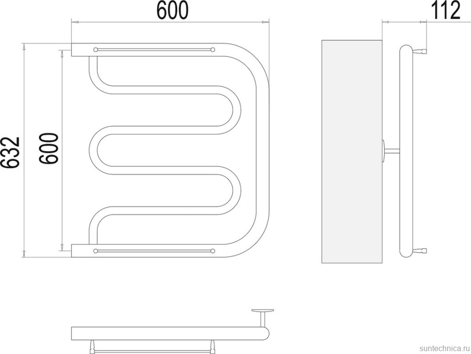 Полотенцесушитель водяной Terminus Фокстрот БШ 600x600