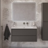 Тумба с раковиной Cezares Relax 100 подвесная, 2 ящика, оружейная сталь