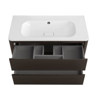 Тумба с раковиной Cezares Relax 100 подвесная, 2 ящика, оружейная сталь