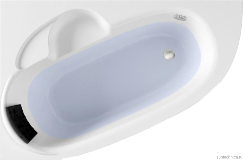 Акриловая ванна Lavinia Boho Bell Pro L 150x100 см, угловая, левая, встраиваемая, белая, асимметричная, с каркасом, с экраном, с сиденьем, подголовник слева