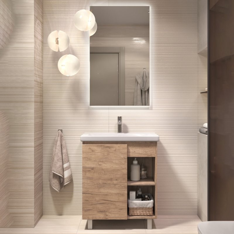 Тумба с раковиной Vigo Milos 70 напольная, дуб золотой