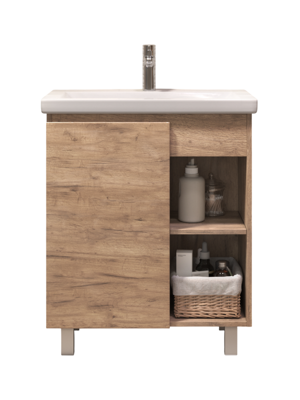 Тумба с раковиной Vigo Milos 70 напольная, дуб золотой