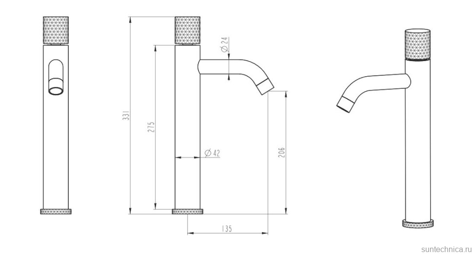 Смеситель для раковины Boheme Stick 122-BRB brushed bronze diamond