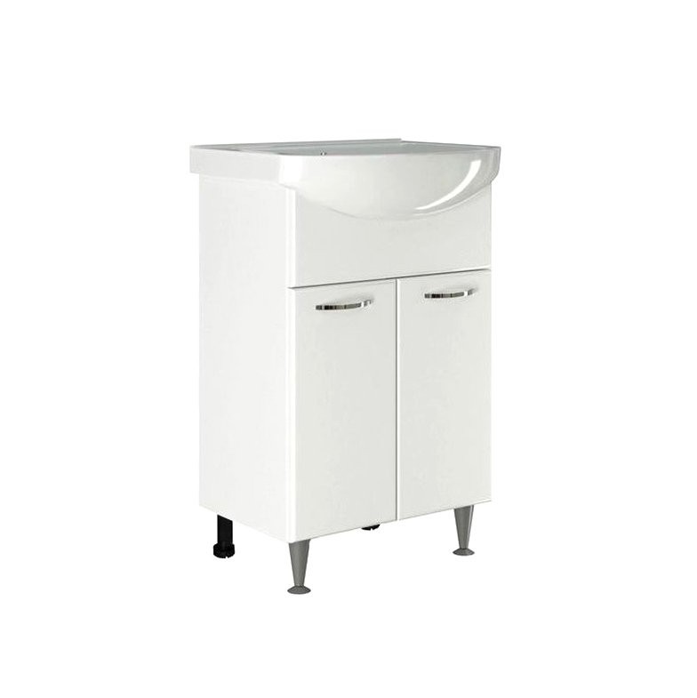 Тумба с раковиной Mixline Стандарт 55 глянцевая белая, в разборе