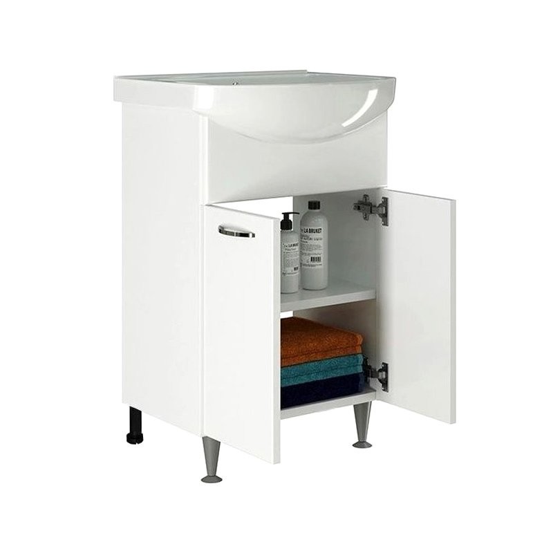 Тумба с раковиной Mixline Стандарт 55 глянцевая белая, в разборе