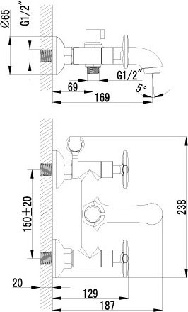 Смеситель для ванны с душем Lemark plus Spirit LM1912C