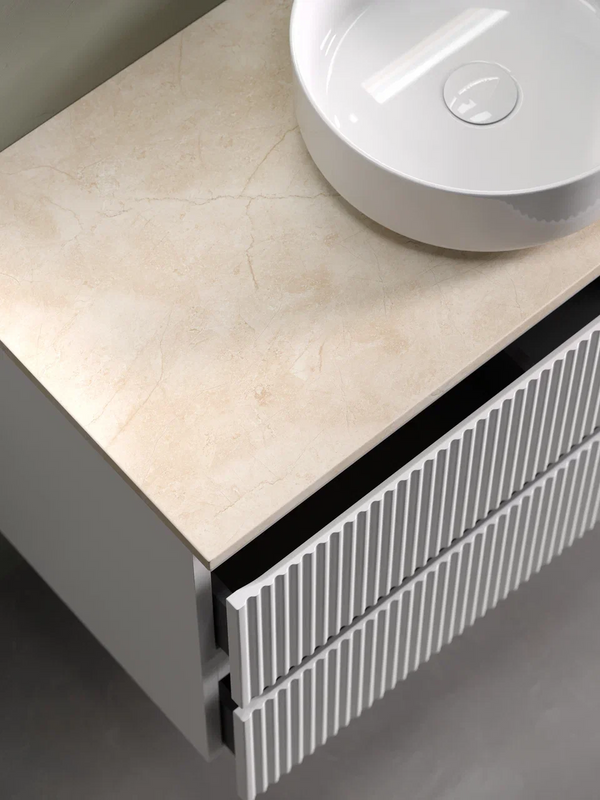 Тумба с раковиной Sancos Snob R 80 см, bianco, столешница бежевая, раковина CN5001