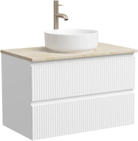 Тумба с раковиной Sancos Snob R 80 см, bianco, столешница бежевая, раковина CN5001