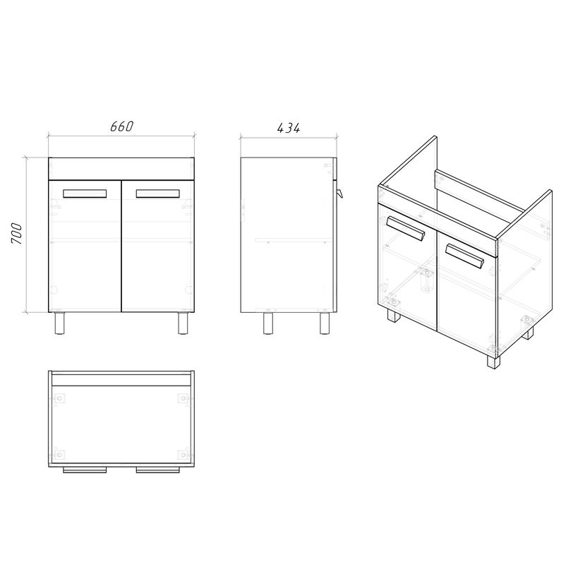 Мебель для ванной комнаты Grossman Neo 70 эмаль, с дверцами, глянцевая белая