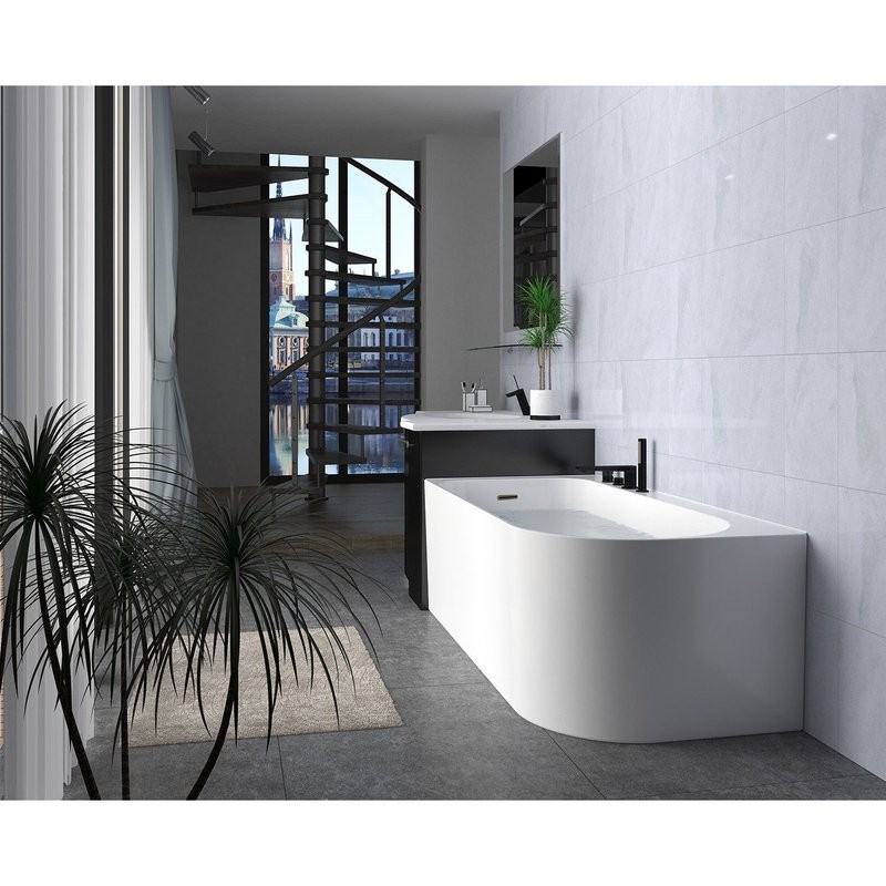 Ванна акриловая Azario Luton 1700*800*580 левая, пристенная, с сифоном и металлической рамой (LUT17080 L)