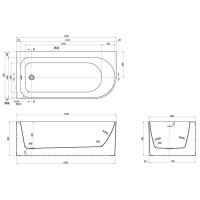 Ванна акриловая Azario Luton 1700*800*580 левая, пристенная, с сифоном и металлической рамой (LUT17080 L)