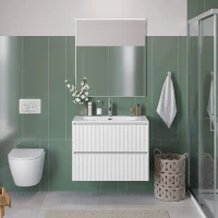 Тумба с раковиной BelBagno Uno 90 подвесная, 2 ящика, bianco opaco