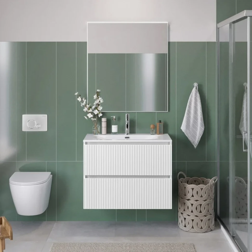 Тумба с раковиной BelBagno Uno 90 подвесная, 2 ящика, bianco opaco