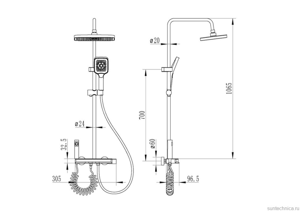 Душевая стойка Ceruttispa 11411 графит