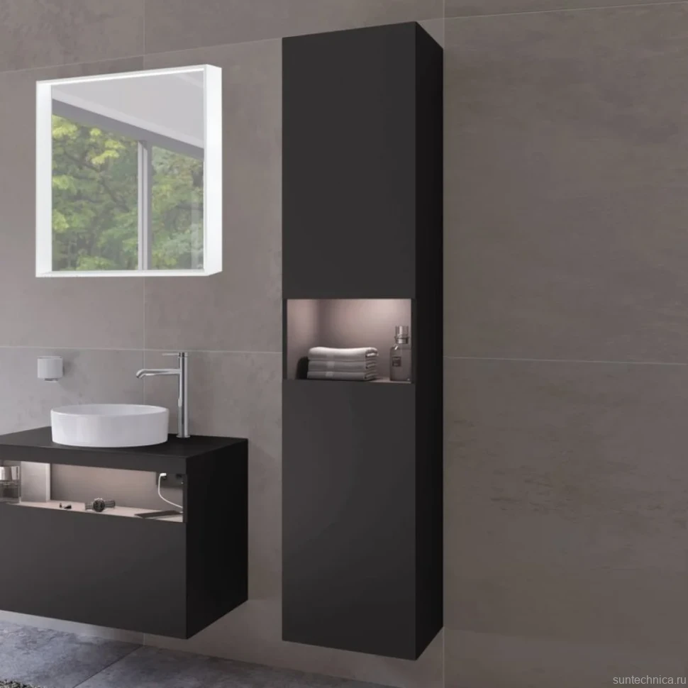 Шкаф пенал для ванной Keuco Stageline 32831 R, вулканит, с подсветкой