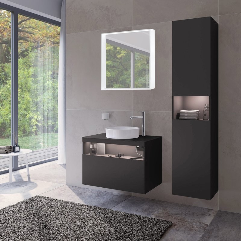 Шкаф пенал для ванной Keuco Stageline 32831 R, вулканит, с подсветкой
