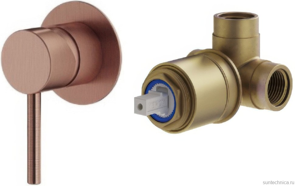 Встраиваемый смеситель для душа и ванны Plumberia Selection Ixo KITXO1135RS С ВНУТРЕННЕЙ ЧАСТЬЮ, брашированная медь