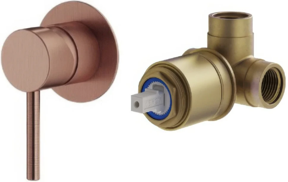 Встраиваемый смеситель для душа и ванны Plumberia Selection Ixo KITXO1135RS С ВНУТРЕННЕЙ ЧАСТЬЮ, брашированная медь