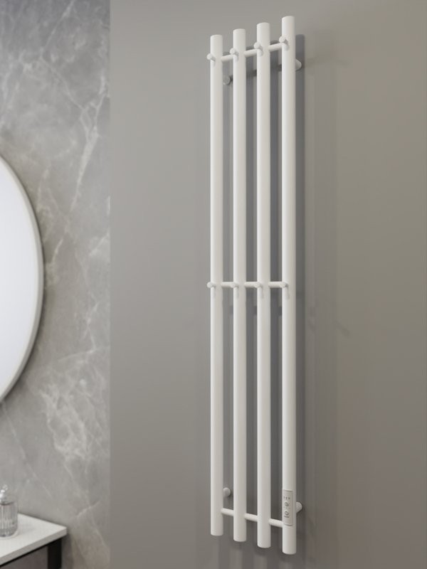 Полотенцесушитель электрический Altasan Проксима СП21120БМ 120x20 см, подключение справа, скрытое подключение справа, матовый белый, I-образный, из стали