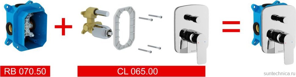 Встраиваемый смеситель для душа и ванны Ravak Classic CL 065.00 С ВНУТРЕННЕЙ ЧАСТЬЮ