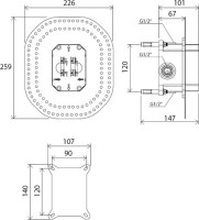 Встраиваемый смеситель для душа и ванны Ravak Classic CL 065.00 С ВНУТРЕННЕЙ ЧАСТЬЮ