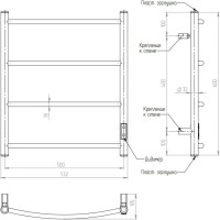 Полотенцесушитель электрический EWRIKA Деметра Д R 60x50, бронза