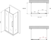 Душевой уголок Abber Schwarzer Diamant AG30120H-S60-S60 120x60, профиль хром, стекло прозрачное