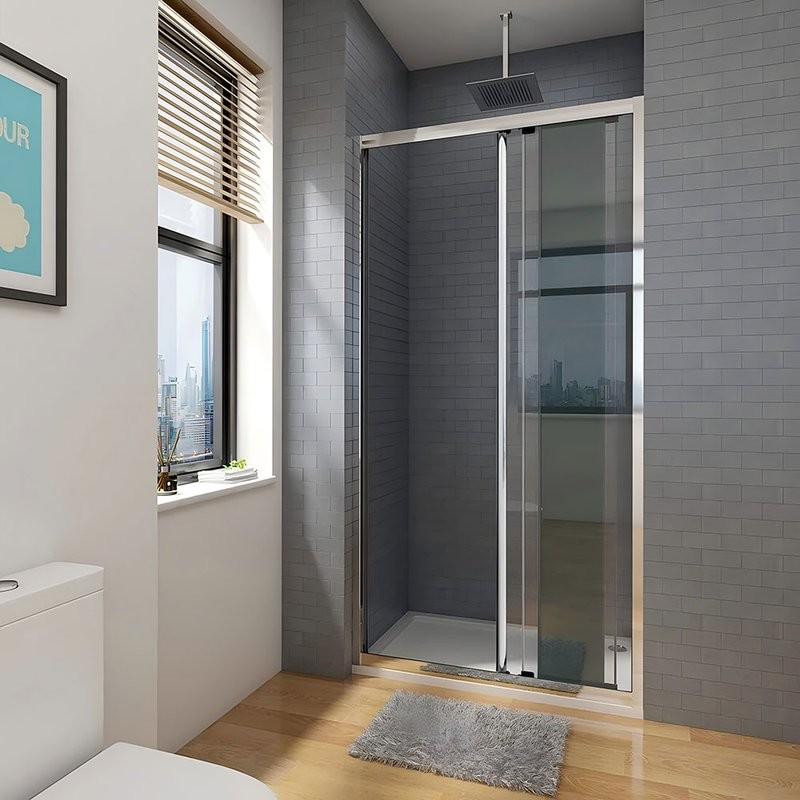 Душевая дверь в нишу Veconi Vianno VN-28 100 см, профиль хром, стекло прозрачное