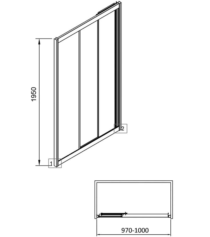 Душевая дверь в нишу Veconi Vianno VN-28 100 см, профиль хром, стекло прозрачное