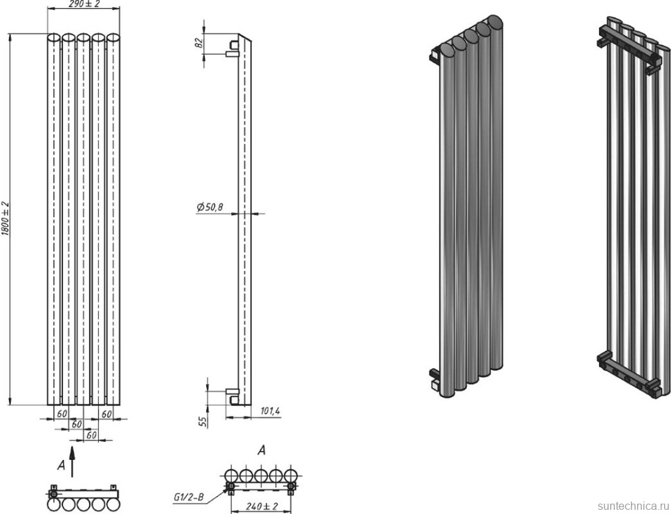 Комплект Grota Quill 29х180 полированный, с монтажным набором SMART 549-2SCH040504C P
