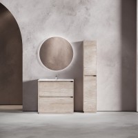 Тумба с раковиной Sancos Libra Floor 90 дуб галифакс натуральный, белая раковина CN7002