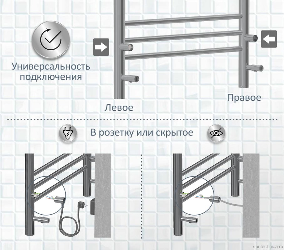 Полотенцесушитель электрический AQUATEK Альтаир П7 50x70 хром