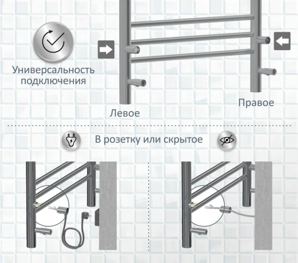Полотенцесушитель электрический AQUATEK Альтаир П7 50x70 хром